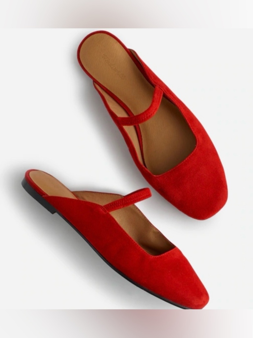 Madewell Red Suede Mary Jane Backless Flats - Picture 4 of 10